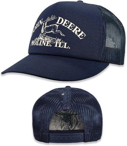 John Deere Vintage Trademark Print Trucker Hat Navy, One Size in Saudi Arabia