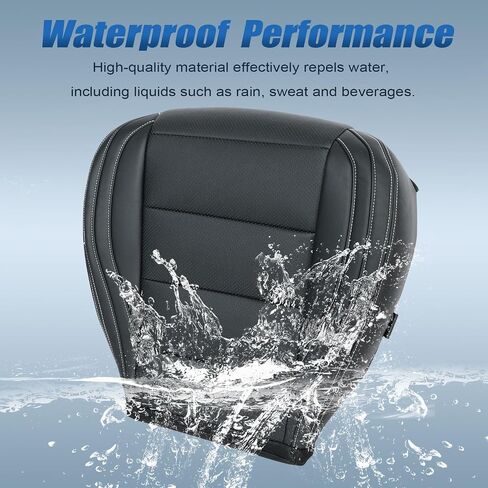 Secosautoparts السائق الأمامي السفلي السفلي المركز غطاء المقعد الجلود المثقبة لغطاء المقعد الأسود من الجلد الأبيض المتوافق مع فورد موستانج 2015 2017 2018 2018 2020 2021 2022 2023 in Saudi Arabia