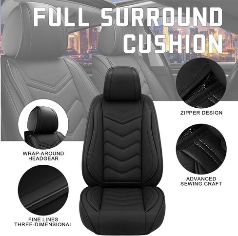 Car Seat Covers for Ford F-250 2000-2025, Stylish Sport Seat Cover, Premium Nappa Leather Car Seat Cover. Automobile Seat Covers Sets.(Standard 2 Seats/Pure Black) in Saudi Arabia