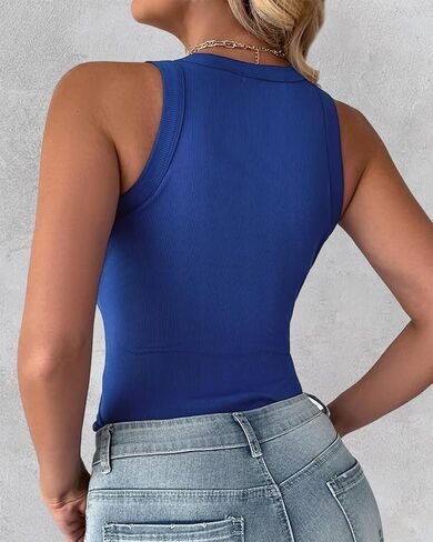Chicme Womens 2 قطعة بلا أكمام قمم الصناديق الصيف غير الرسمي الأساسي مضلعة مضلعة السميك السميك المتسابق in Kuwait
