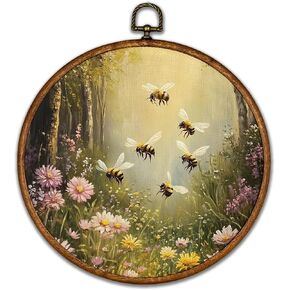 Bcuangd Retro Dog Round Wall Art Decor - عتيقة عتيقة جدار جدار فن القماش المطبوعات الفنية ، ريفي Cottagecore جولة جدار شنقا للمنزل المزرعة ، 10 "× 10" in Kuwait