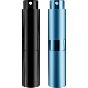 زجاجة سفر قابلة لإعادة تعبئة العطور 8ML رذاذ Atomizer المحمولة للأساسيات المسافر 2 حزمة (أسود ، وردي) in Kuwait