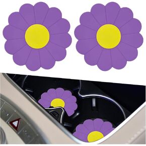 2PCS Car Cup Coaster, Flower Shaped Silicone Non-Slip Vehicle Drink Holder Insert Mat, Universal 2.75 Inch Waterproof Automotive Interior Decoration Beverage Pad Accessories (Pink) in Saudi Arabia