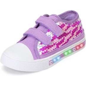 Boys Girls Sneakers Light Up Canvas Shoes for Toddler Kids Easy Fasten Fashion Shoes with Hook and Loops in Kuwait