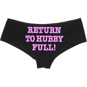 Knaughty Knickers Return to Hubby Full Black Low Rise Boyshort Underwear Unique Design Satin Trim Waistband Adults Only in Saudi Arabia