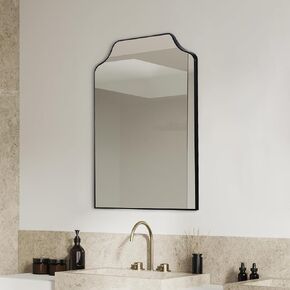 JONATHAN Y MIR203A Lindie 24 in. W x 36 in. H Medium Scalloped-Top Metal Framed Wall Mounted Mirror, Wall-Hung or Leaning for Bathroom, Living Room, Bedroom, Black in Saudi Arabia