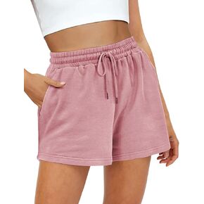 Women's Sweat Shorts Sweatshorts Summer Lounge Cotton Drawstring Cute Fleece Shorts with Pockets Athletic Running Active Elastic Jersey French Terry Shorts 2025 Women Cloth Sweatpants Trendy in Saudi Arabia