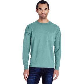 5.5 oz 100% Ringspun Cotton Garment-Dyed Long-Sleeve T-Shirt Pocket 2XL MINT in Kuwait