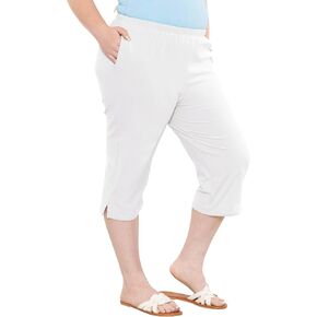 STRETCH IS COMFORT Women’s and Plus Size Cotton Straight Leg Cropped Pants with Pockets | Soft and Casual | S-5XL in Saudi Arabia