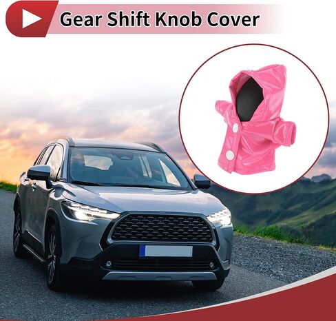 1 Pc Gear Shift Knob Cover Stick Shifting Handle Protector Hoodie Style Pink Faux Leather in Saudi Arabia