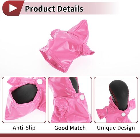 1 Pc Gear Shift Knob Cover Stick Shifting Handle Protector Hoodie Style Pink Faux Leather in Saudi Arabia