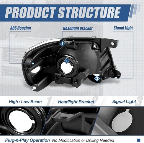 Auto Dynasty Headlight Assembly Headlamps Compatible with 2006 2007 2008 2009 2010 Ford Explorer/Sport Trac, Driver and Passengers, Black Housing Amber Corner in Saudi Arabia