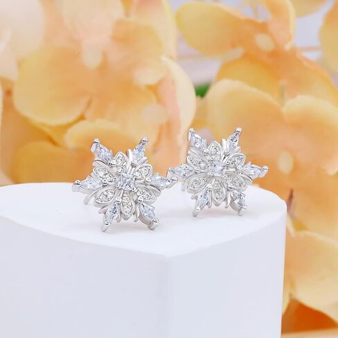 فضة أقراط ندفة الثلج ترصيع سحر هيبوالرجينيك الأزياء الوردي تشيكوسلوفاكيا مسمار مجوهرات هدية عيد ميلاد للنساء in Kuwait