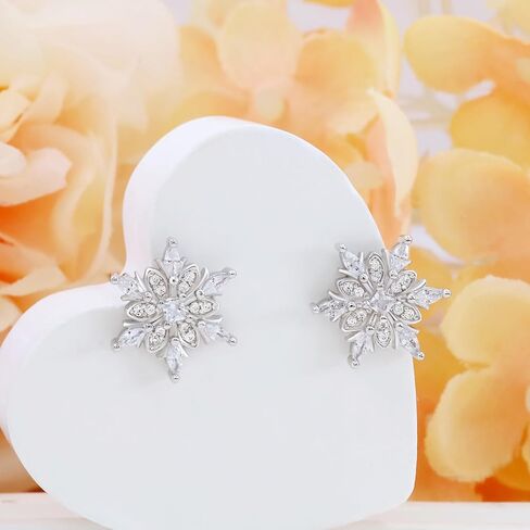 فضة أقراط ندفة الثلج ترصيع سحر هيبوالرجينيك الأزياء الوردي تشيكوسلوفاكيا مسمار مجوهرات هدية عيد ميلاد للنساء in Kuwait