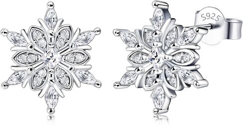 فضة أقراط ندفة الثلج ترصيع سحر هيبوالرجينيك الأزياء الوردي تشيكوسلوفاكيا مسمار مجوهرات هدية عيد ميلاد للنساء in Kuwait