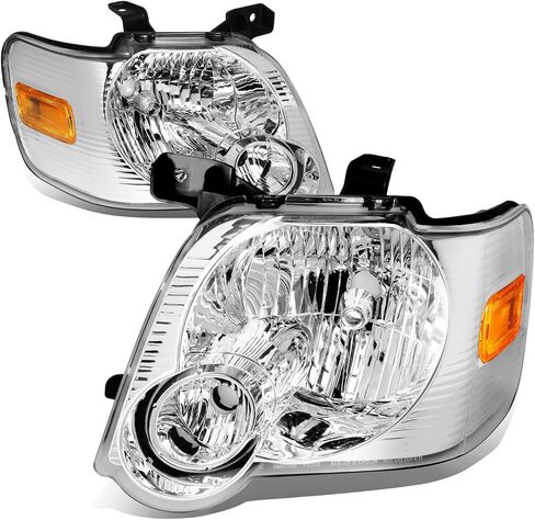 Auto Dynasty Headlight Assembly Headlamps Compatible with 2006 2007 2008 2009 2010 Ford Explorer/Sport Trac, Driver and Passengers, Black Housing Amber Corner in Saudi Arabia
