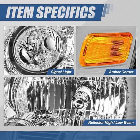 Auto Dynasty Headlight Assembly Headlamps Compatible with 2006 2007 2008 2009 2010 Ford Explorer/Sport Trac, Driver and Passengers, Black Housing Amber Corner in Saudi Arabia