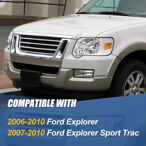Auto Dynasty Headlight Assembly Headlamps Compatible with 2006 2007 2008 2009 2010 Ford Explorer/Sport Trac, Driver and Passengers, Black Housing Amber Corner in Saudi Arabia