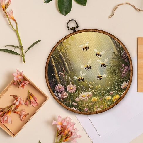 Bcuangd Retro Dog Round Wall Art Decor - عتيقة عتيقة جدار جدار فن القماش المطبوعات الفنية ، ريفي Cottagecore جولة جدار شنقا للمنزل المزرعة ، 10 "× 10" in Kuwait