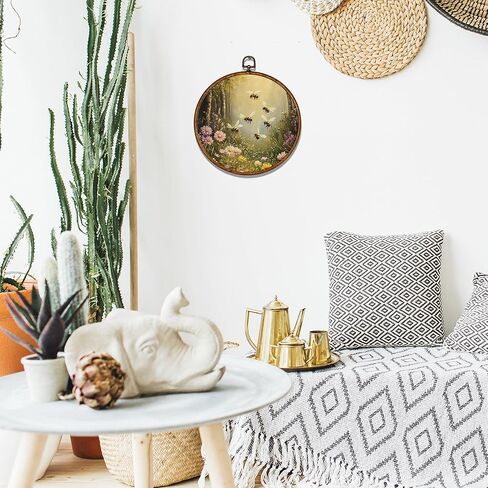 Bcuangd Retro Dog Round Wall Art Decor - عتيقة عتيقة جدار جدار فن القماش المطبوعات الفنية ، ريفي Cottagecore جولة جدار شنقا للمنزل المزرعة ، 10 "× 10" in Kuwait