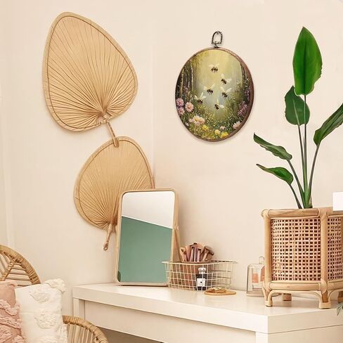 Bcuangd Retro Dog Round Wall Art Decor - عتيقة عتيقة جدار جدار فن القماش المطبوعات الفنية ، ريفي Cottagecore جولة جدار شنقا للمنزل المزرعة ، 10 "× 10" in Kuwait