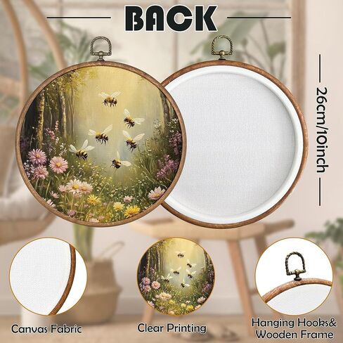 Bcuangd Retro Dog Round Wall Art Decor - عتيقة عتيقة جدار جدار فن القماش المطبوعات الفنية ، ريفي Cottagecore جولة جدار شنقا للمنزل المزرعة ، 10 "× 10" in Kuwait