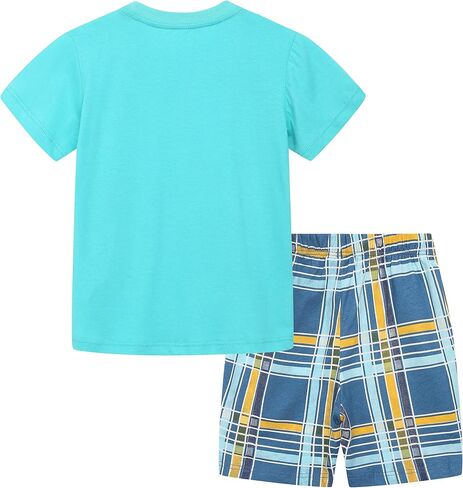 HILEELANG Toddler Boy Summer Short Clothes Sets Cotton Crewneck Tees Shorts Beach Playwear Outfits in Saudi Arabia