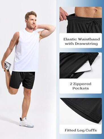Cimic 5 Pack Mens Athletic Shorts Quick Dry Gym Running Workout Basketball Shorts for Men with Zippered Pockets in Saudi Arabia
