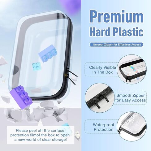 Clear Hard Shell Zipper Case, Surface scratch resistant material, Portable Cosmetic Bag with Zipper, Diaper Bag Organizing Pouches, Hard Plastic Case, Clear Bags for Organizing, Pink （3 Pcs） in Saudi Arabia