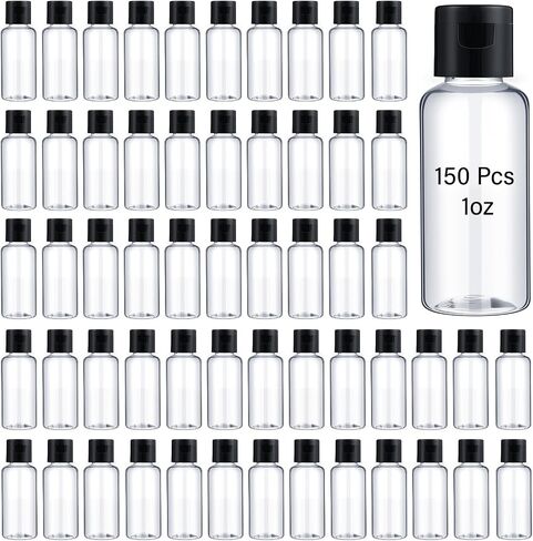150 Pcs 1oz Travel Bottles Bulk for Toiletries Clear Small Travel Size Bottles Bulk Refillable Empty Containers for Shampoo Lotion Liquid Body Soap Cream Toiletries(Black Cap) in Saudi Arabia