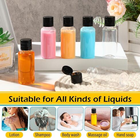 150 Pcs 1oz Travel Bottles Bulk for Toiletries Clear Small Travel Size Bottles Bulk Refillable Empty Containers for Shampoo Lotion Liquid Body Soap Cream Toiletries(Black Cap) in Saudi Arabia