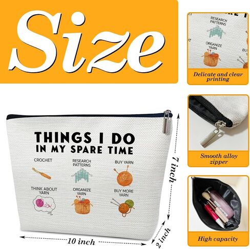 Crochet Gifts Makeup Bag for Crocheters Lovers, Knitting, and Women, I'm A Hooker In My Spare Time Cosmetic Bag for Purse. in Saudi Arabia