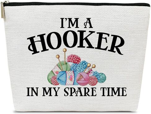 Crochet Gifts Makeup Bag for Crocheters Lovers, Knitting, and Women, I'm A Hooker In My Spare Time Cosmetic Bag for Purse. in Saudi Arabia