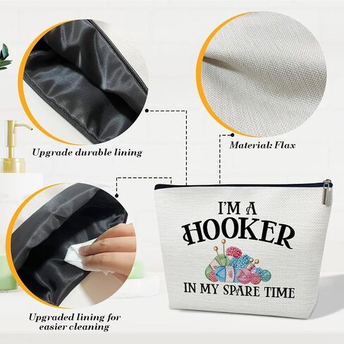 Crochet Gifts Makeup Bag for Crocheters Lovers, Knitting, and Women, I'm A Hooker In My Spare Time Cosmetic Bag for Purse. in Saudi Arabia