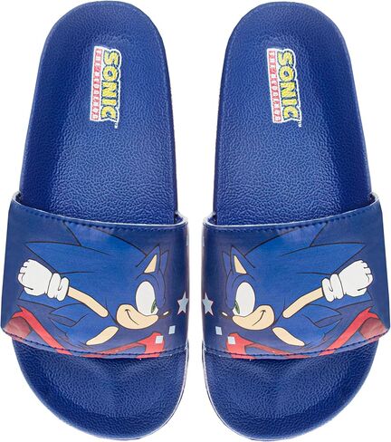Sega Sonic the Hedgehog Slide Boys Open Tee - Kids Sonic Sandals Beach Slippers Slippers Water Shoes (Size 13 Little Kid / 1-4 Big Kid) in Kuwait
