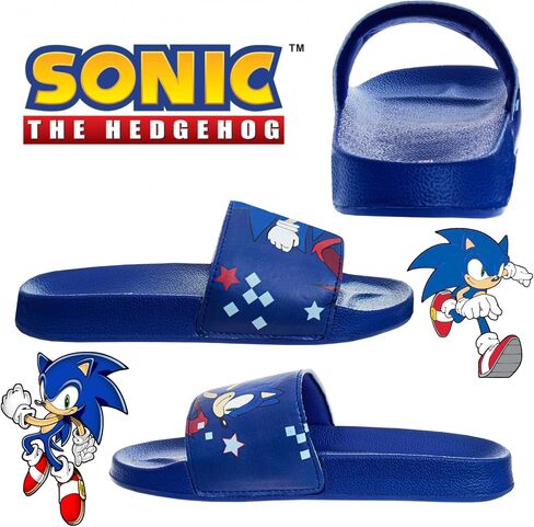 Sega Sonic the Hedgehog Slide Boys Open Tee - Kids Sonic Sandals Beach Slippers Slippers Water Shoes (Size 13 Little Kid / 1-4 Big Kid) in Kuwait