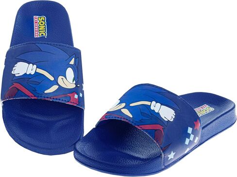 Sega Sonic the Hedgehog Slide Boys Open Tee - Kids Sonic Sandals Beach Slippers Slippers Water Shoes (Size 13 Little Kid / 1-4 Big Kid) in Kuwait