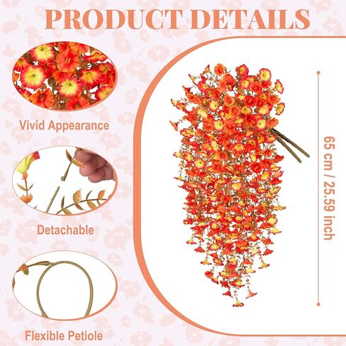 Artificial Hanging Flowers for Outdoor, 2pcs Fake Plants Long Vine Morning Glory Eucalyptus, UV Resistant Realistic Faux Greenery Indoor Outside Patio Porch Garden Spring Decor, Purple in Kuwait