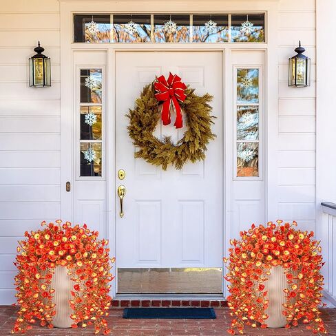 Artificial Hanging Flowers for Outdoor, 2pcs Fake Plants Long Vine Morning Glory Eucalyptus, UV Resistant Realistic Faux Greenery Indoor Outside Patio Porch Garden Spring Decor, Purple in Kuwait