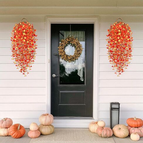 Artificial Hanging Flowers for Outdoor, 2pcs Fake Plants Long Vine Morning Glory Eucalyptus, UV Resistant Realistic Faux Greenery Indoor Outside Patio Porch Garden Spring Decor, Purple in Kuwait