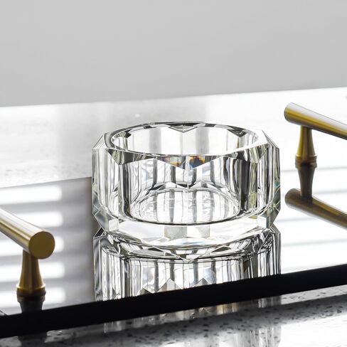 صناديق Kitcom Crystal من طبق الحلوى الزجاجي يدويًا يدويًا مزخرفة مجوهرات مربع الحلوى جرة W 3.15 "X H 1.97" ، مع صندوق هدايا in Kuwait