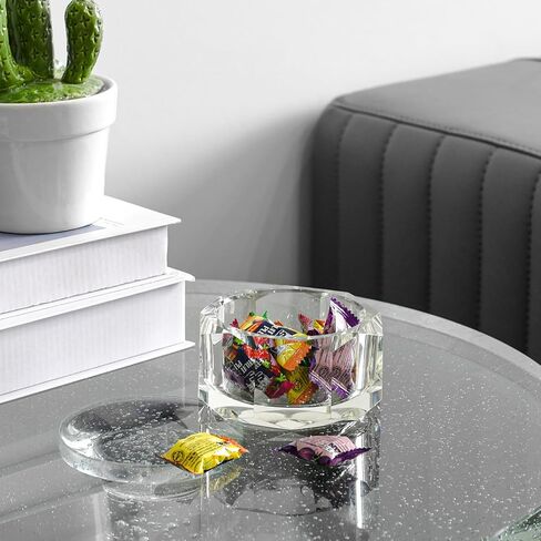 صناديق Kitcom Crystal من طبق الحلوى الزجاجي يدويًا يدويًا مزخرفة مجوهرات مربع الحلوى جرة W 3.15 "X H 1.97" ، مع صندوق هدايا in Kuwait