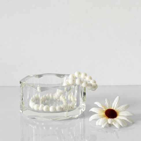 صناديق Kitcom Crystal من طبق الحلوى الزجاجي يدويًا يدويًا مزخرفة مجوهرات مربع الحلوى جرة W 3.15 "X H 1.97" ، مع صندوق هدايا in Kuwait