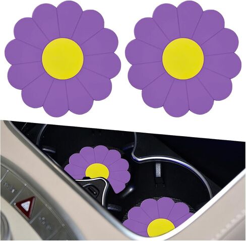 2pcs Custer Custer Coaster ، سيليكون على شكل زهرة غير مقلد ، حامل مشروب مركبة ، إدراج حصيرة ، Universal 2.75 بوصة مقاومة للماء ، ملحقات وسادة الزخرفة الداخلية للسيارات (Pink) in Saudi Arabia
