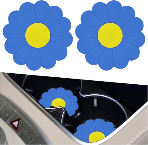 2PCS Car Cup Coaster, Flower Shaped Silicone Non-Slip Vehicle Drink Holder Insert Mat, Universal 2.75 Inch Waterproof Automotive Interior Decoration Beverage Pad Accessories (Pink) in Saudi Arabia