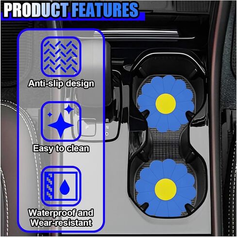 2PCS Car Cup Coaster, Flower Shaped Silicone Non-Slip Vehicle Drink Holder Insert Mat, Universal 2.75 Inch Waterproof Automotive Interior Decoration Beverage Pad Accessories (Pink) in Saudi Arabia