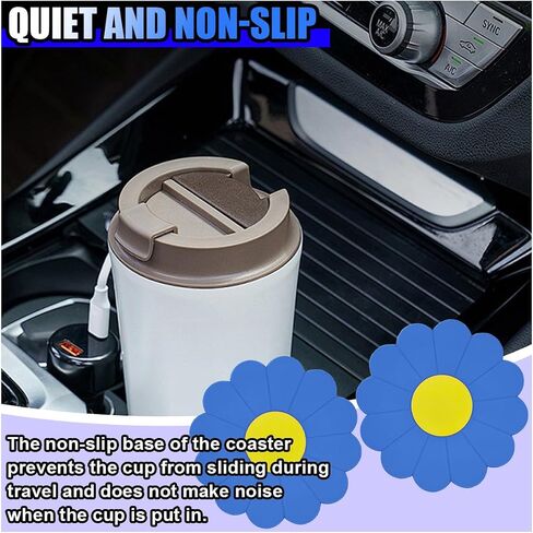 2PCS Car Cup Coaster, Flower Shaped Silicone Non-Slip Vehicle Drink Holder Insert Mat, Universal 2.75 Inch Waterproof Automotive Interior Decoration Beverage Pad Accessories (Pink) in Saudi Arabia