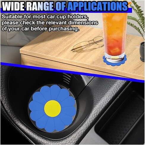 2PCS Car Cup Coaster, Flower Shaped Silicone Non-Slip Vehicle Drink Holder Insert Mat, Universal 2.75 Inch Waterproof Automotive Interior Decoration Beverage Pad Accessories (Pink) in Saudi Arabia