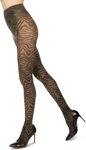 MeMoi Women's Zebra Zen Opaque Nylon Tights in Kuwait