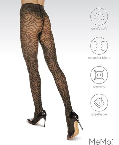 MeMoi Women's Zebra Zen Opaque Nylon Tights in Kuwait